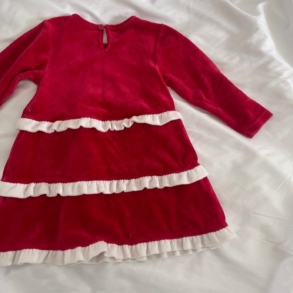 Hanna Andersson Tiered Red and White Velour Holiday Dress - Picture 7 of 8